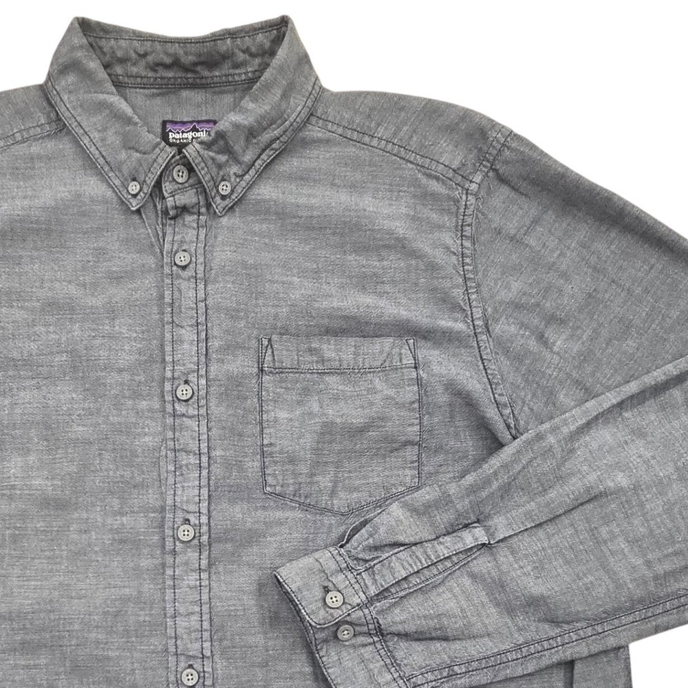 Patagonia Bluffside Long Sleeve Shirt 53791 Organic Cotton Grey Mens XL *READ